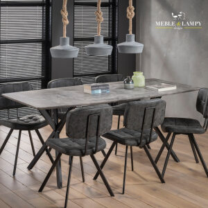 Stół 160x90cm okleina 3D betonowy/szary owalny blat