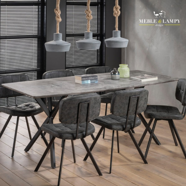 Stół 160x90cm okleina 3D betonowy/szary owalny blat