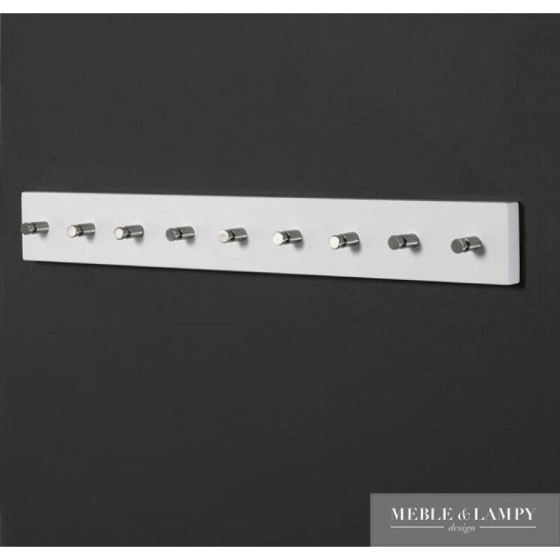 Wieszak 9 haków biały połysk