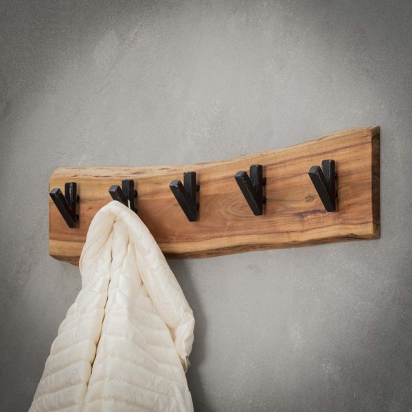 Wieszak z drewna akacjowego 5 haków