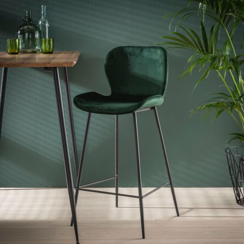 Krzesło barowe Velvet zielony