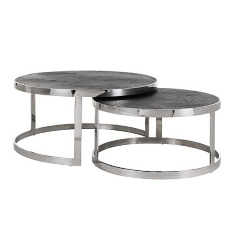 Stolik kawowy Blackbone srebrny 2 szt