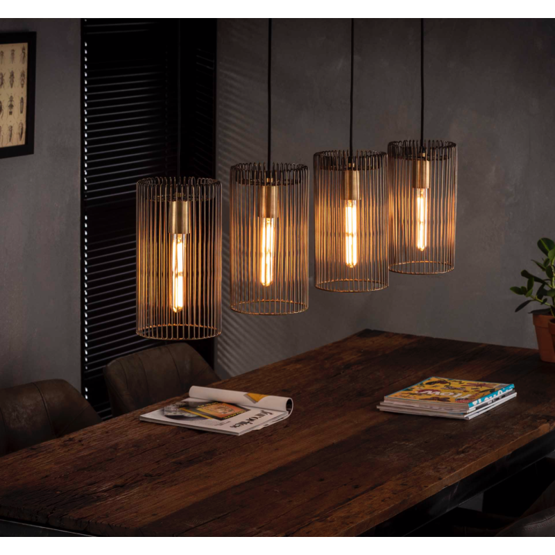 Lampa wisząca 4xØ17 Cylindry brązowe antyczne