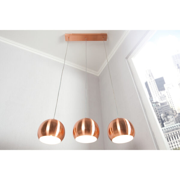 Lampa wisząca Copper Ball 3er z regulacją wysokości