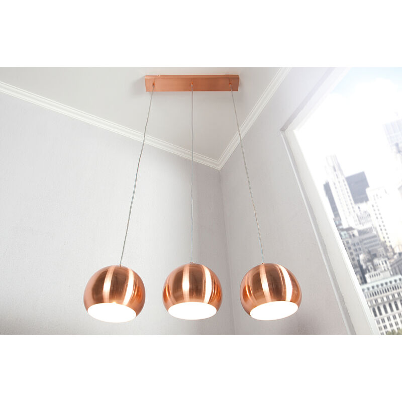 Lampa wisząca Copper Ball 3er z regulacją wysokości