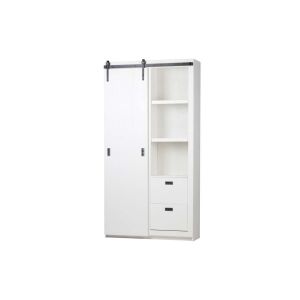 Slide barn cabinet rough sawn pine biały [fsc]