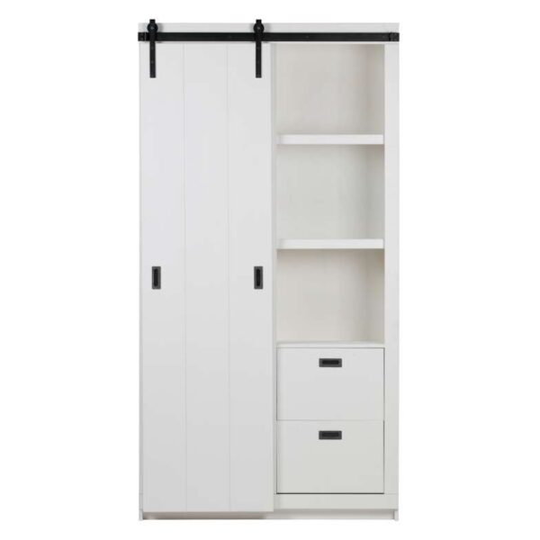 Slide barn cabinet rough sawn pine biały [fsc]