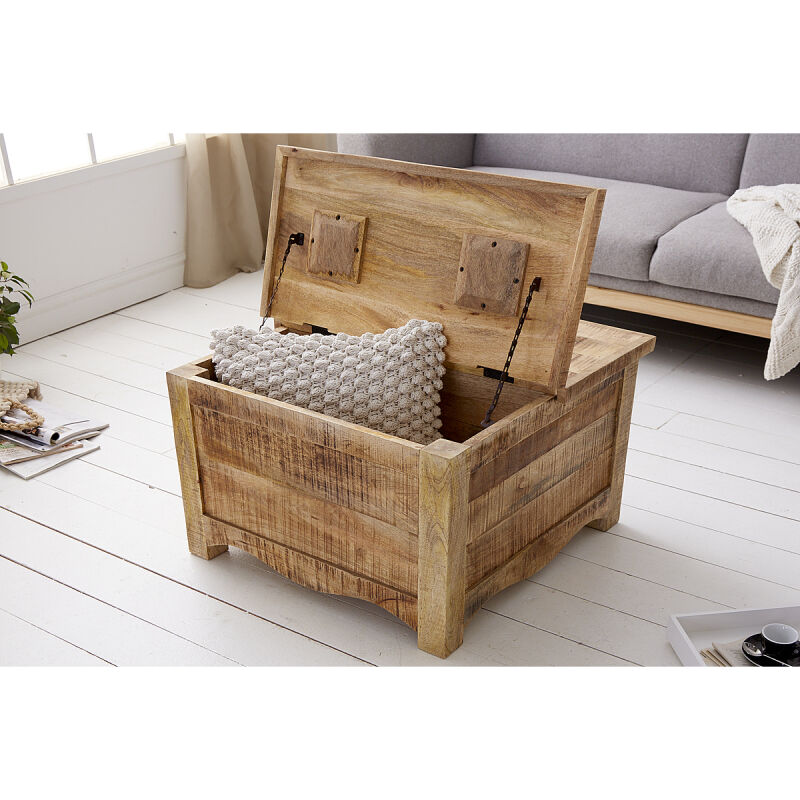 Stolik z szufladami i schowkiem Iron Craft 70 mango - obrazek 3