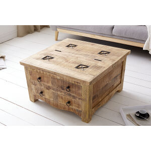 Stolik z szufladami i schowkiem Iron Craft 70 mango