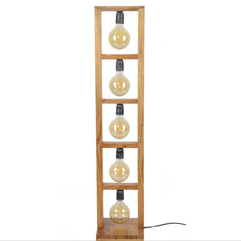 Lampa podłogowa 5L Modulo drewniana rama