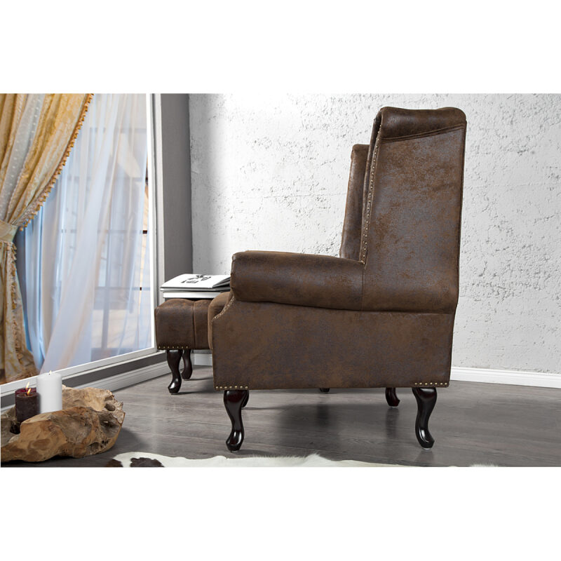 Fotel Chesterfield brązowy vintage - obrazek 3