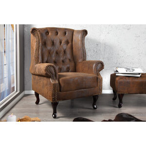 Fotel Chesterfield brązowy vintage