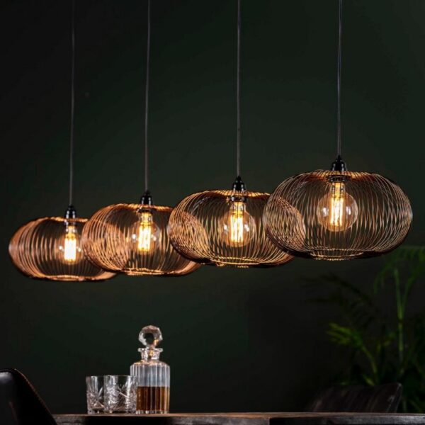 Lampa wisząca 4x Ø35 Disk Wire copper twist
