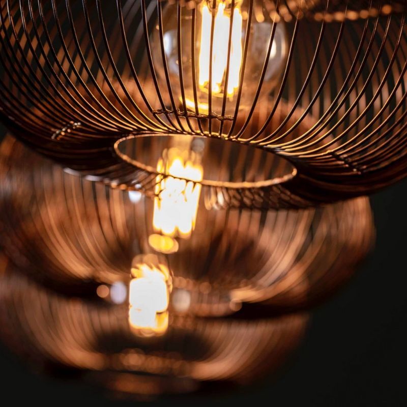 Lampa wisząca 4x Ø35 Disk Wire copper twist