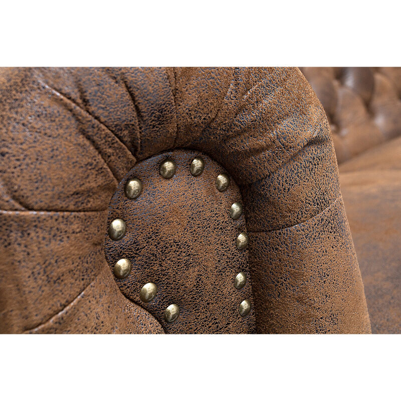 Sofa Chesterfield 2 osobowa brązowa - obrazek 4