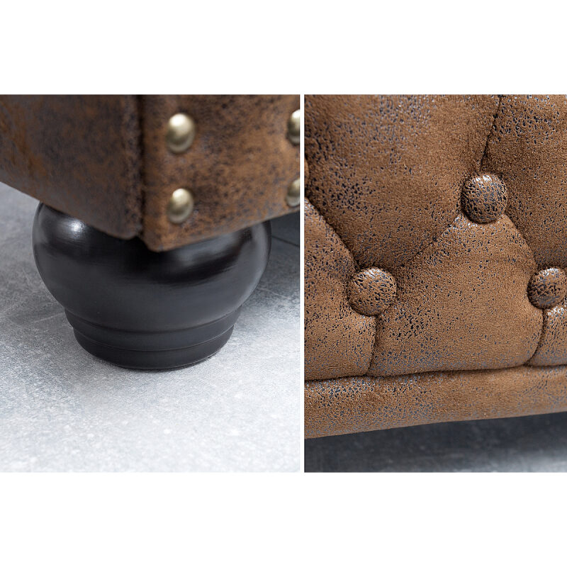 Sofa Chesterfield 2 osobowa brązowa - obrazek 5