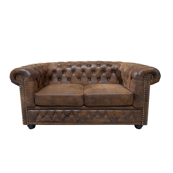 Sofa Chesterfield 2 osobowa brązowa