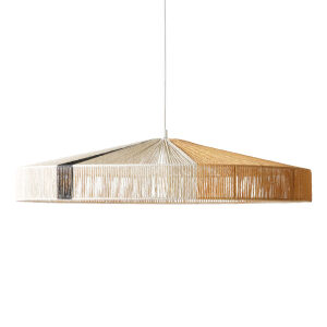 Lampa wisząca biało-żółta z czarnym pasem