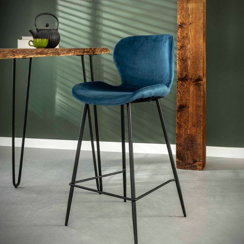 Krzesło barowe Velvet niebieski