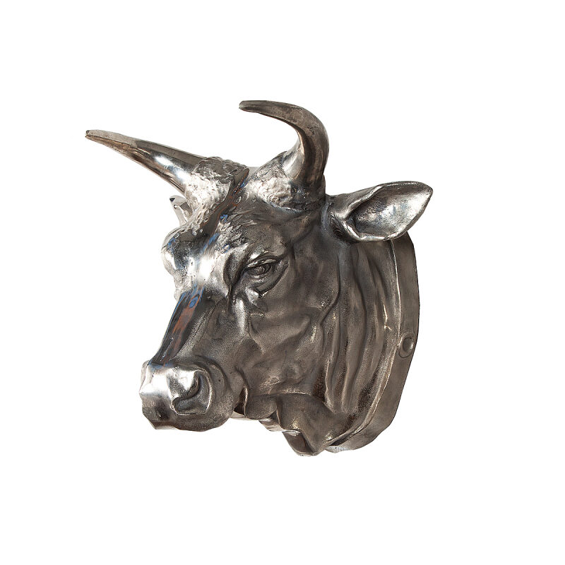Ozdoba ścienna głowa byka srebrna