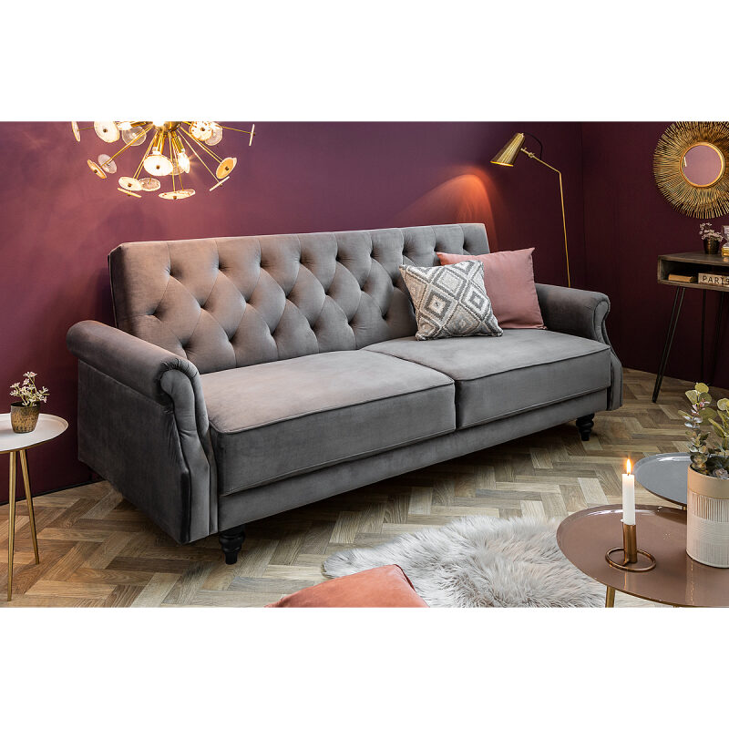 Sofa rozkładana Maison Belle 220 cm szary aksamit