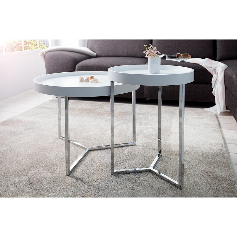 Stolik kawowy Modular 60 cm biały srebrny - obrazek 5