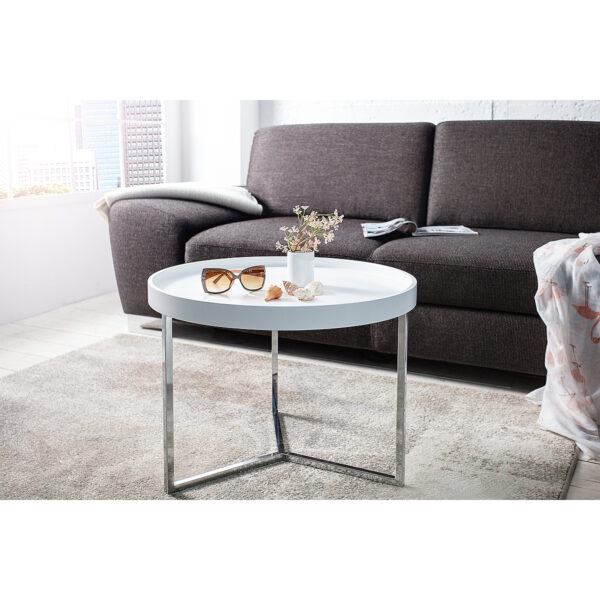 Stolik kawowy Modular 60 cm biały srebrny