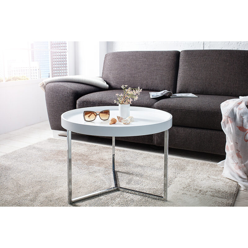 Stolik kawowy Modular 60 cm biały srebrny