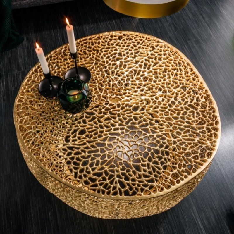 Stolik kawowy Leaf 80 cm złoty