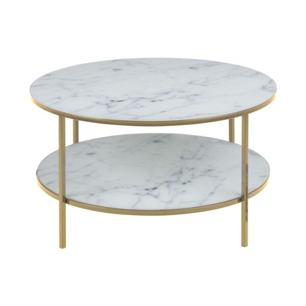 Stolik kawowy Alisma II 80 cm biały złote nogi