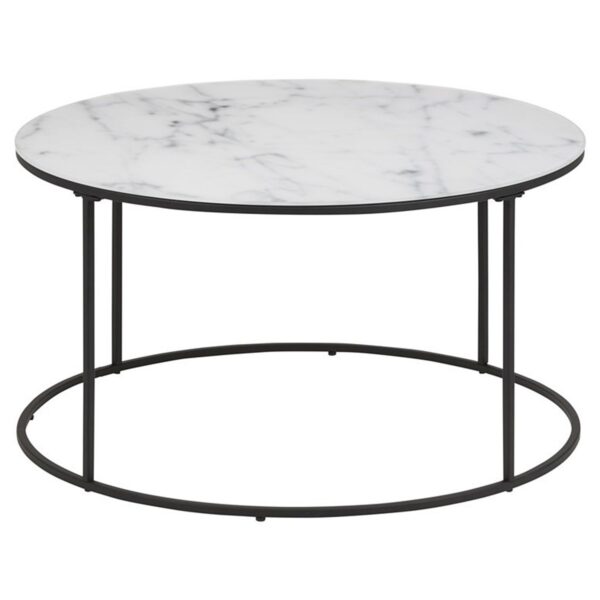 Stolik kawowy Bolton biały czarne nogi