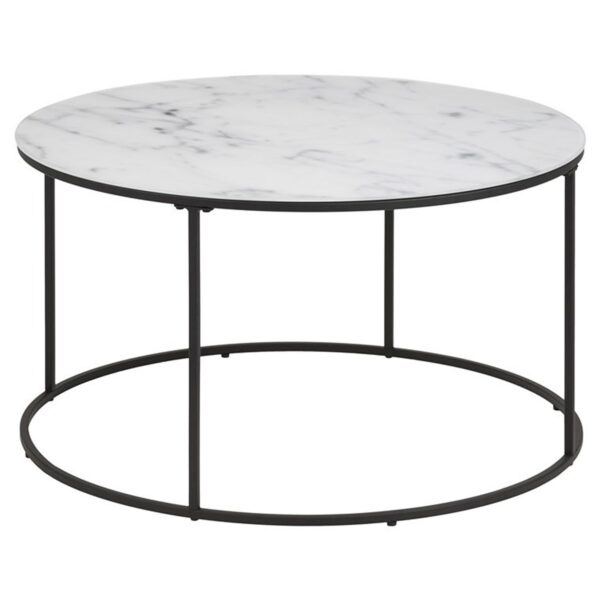 Stolik kawowy Bolton biały czarne nogi