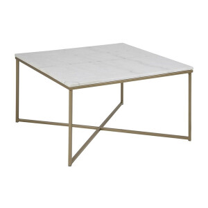 Stolik kawowy Alisma 80x80 marmur mosiężne nogi