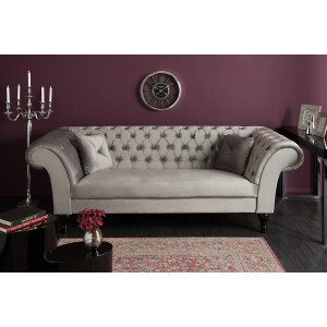 Sofa Paris II 230cm srebrnoszara aksamitna