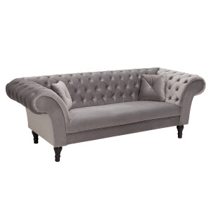 Sofa Paris II 230cm srebrnoszara aksamitna