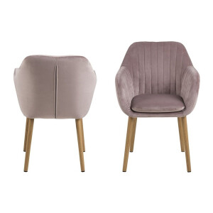 Krzesło Emilia różowe nogi drewniane