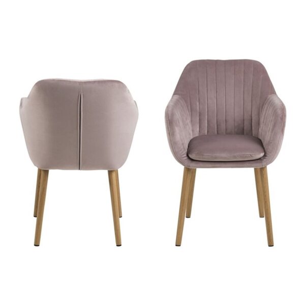 Krzesło Emilia różowe nogi drewniane