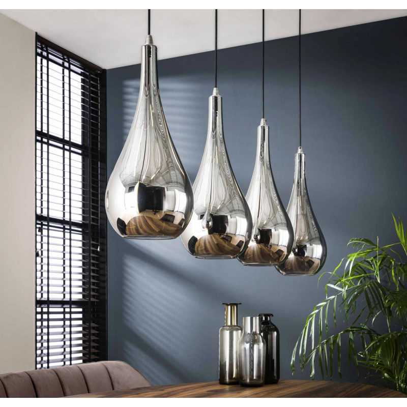 Lampa wisząca 4L Silver Drop glass