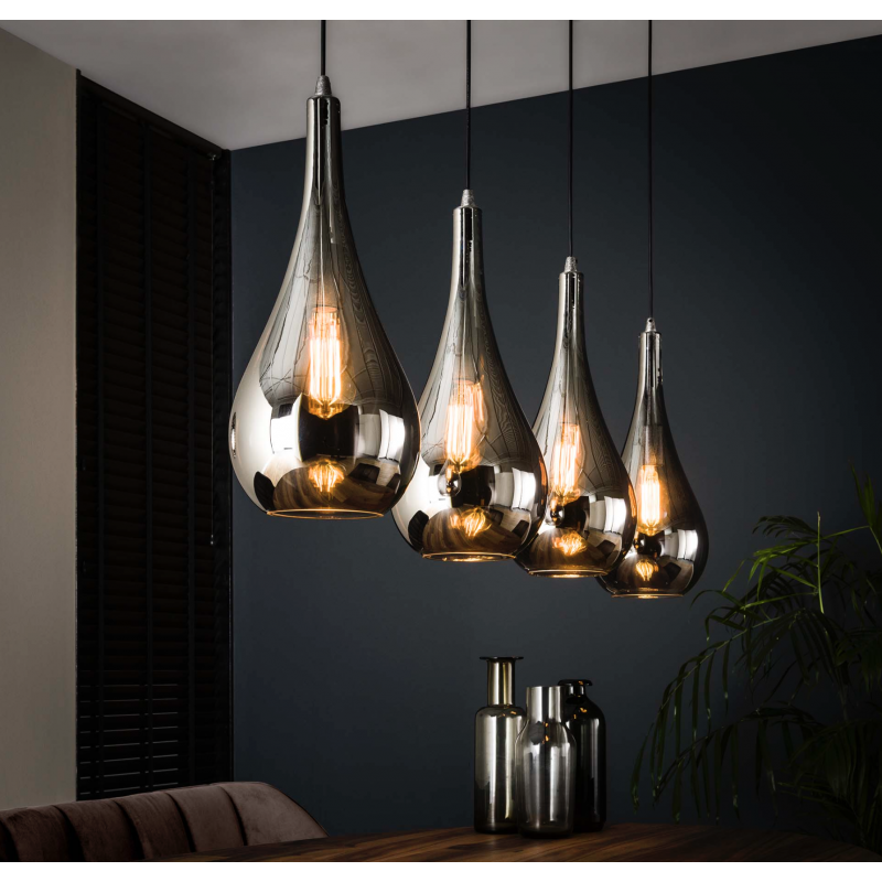 Lampa wisząca 4L Silver Drop glass
