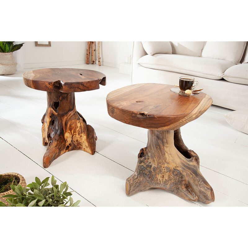 Stołek Root 40 cm drewno tekowe - obrazek 3