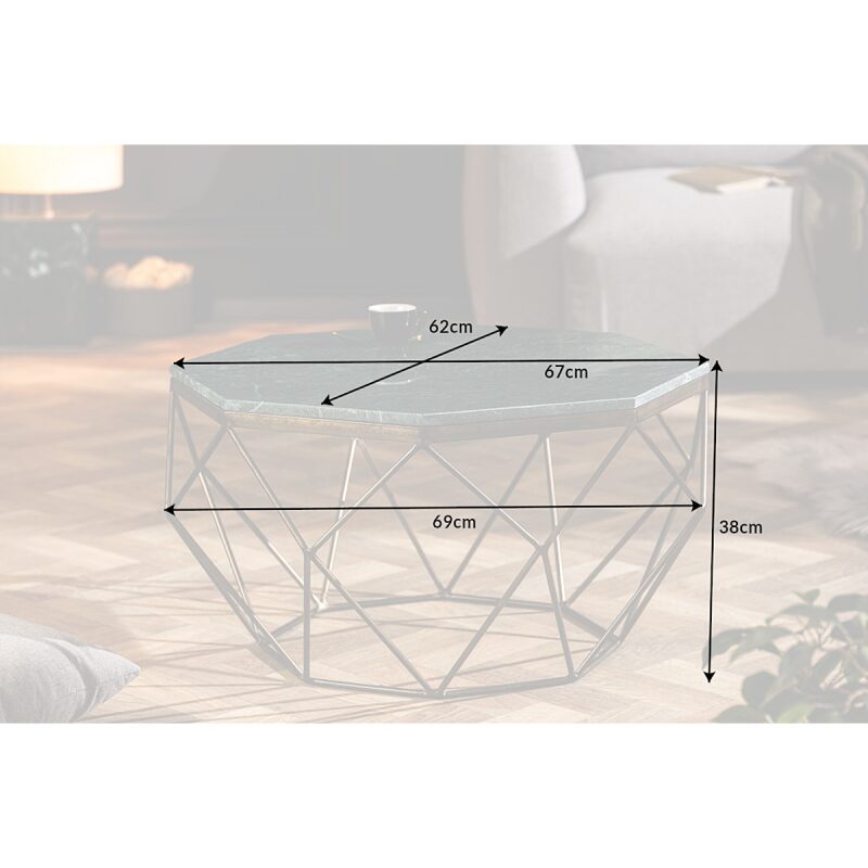 Stolik kawowy Diamond 70cm marmur zielony - obrazek 4