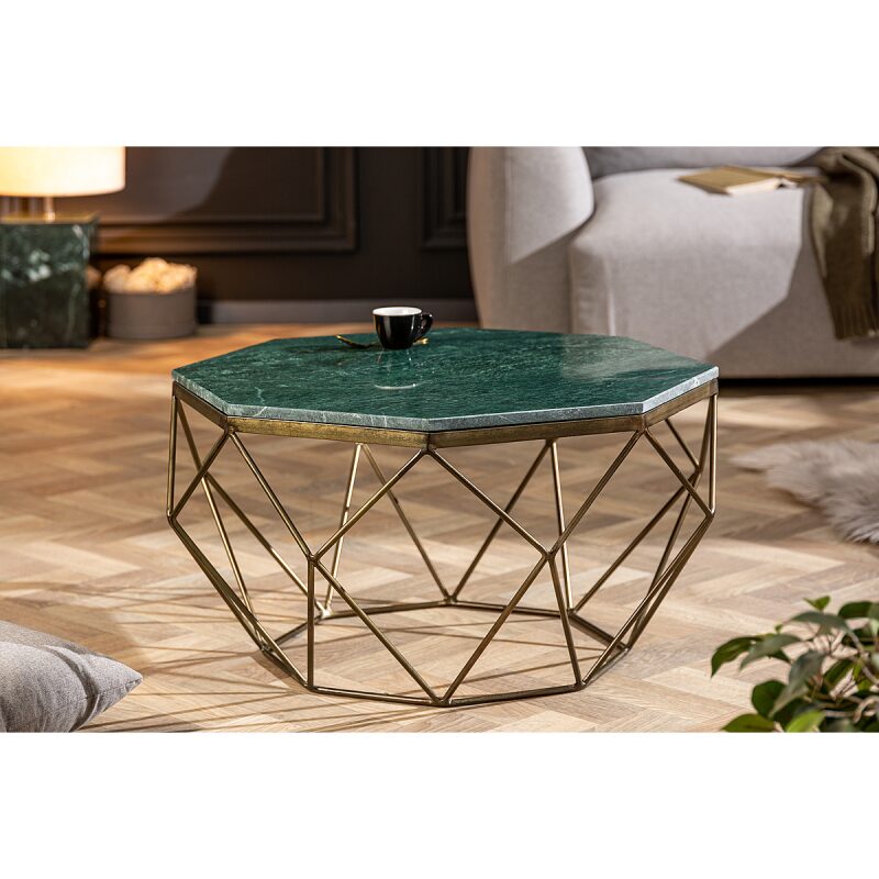 Stolik kawowy Diamond 70cm marmur zielony