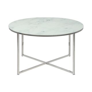 Stolik kawowy Alisma 80 cm biały srebrne nogi