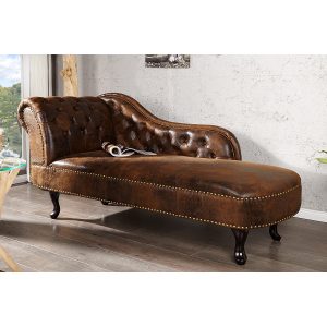 Szezlong Chesterfield Antik brązowy