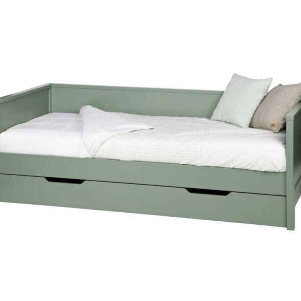 Łóżko z oparciem NIKKI oliwkowe - Woood