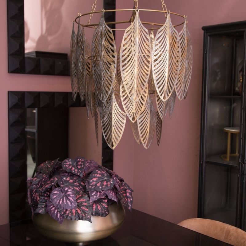 Lampa wisząca Tavy Gold Palm leaves