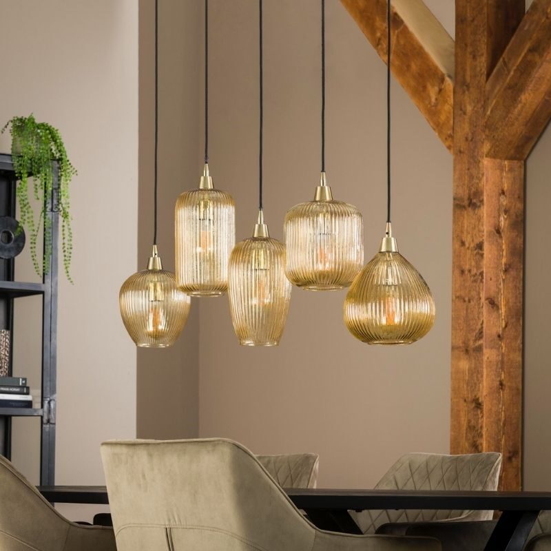 Lampa wisząca 5L Stripe glass mix