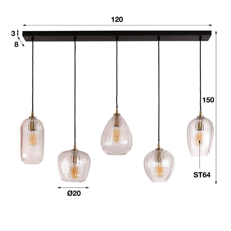 Lampa wisząca 5L Diamond grain mix
