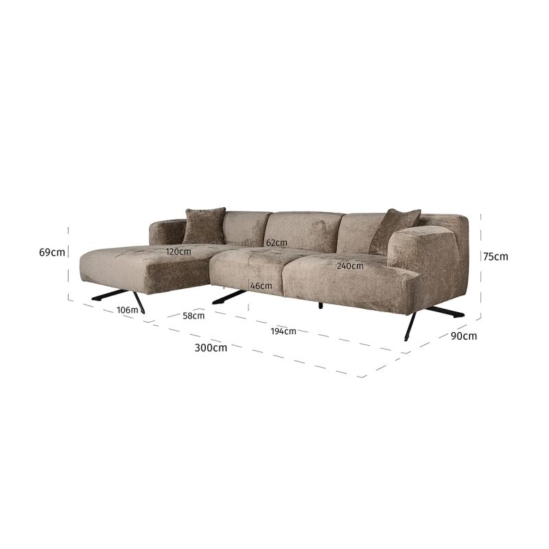 Sofa Donovan L taupe 300 cm