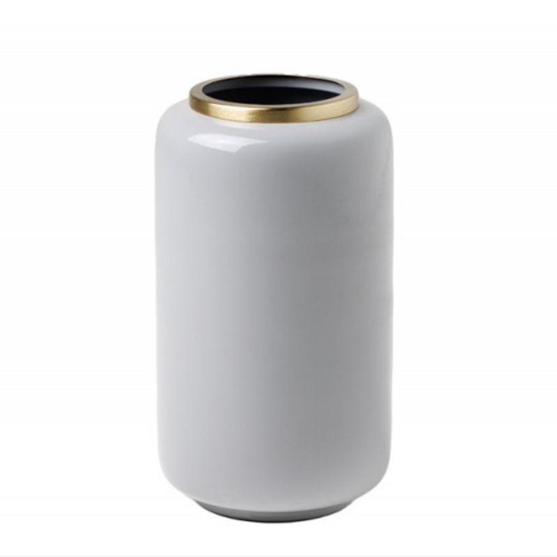 Wazon do salonu metalowy szaro-złoty Ø15x27 cm